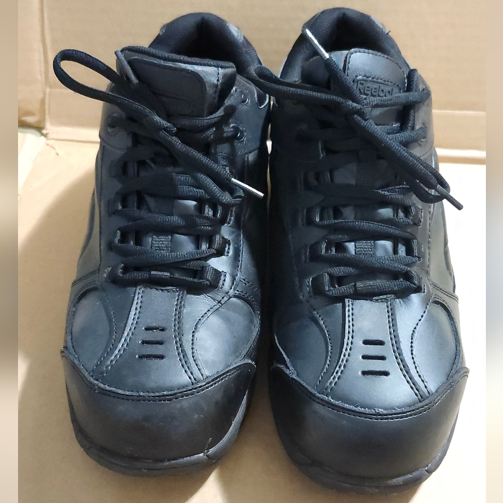 Reebok Black Athletic Shoes with Leather Upper